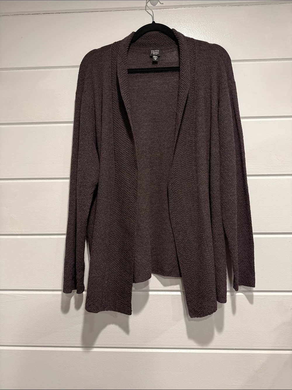 Eileen Fisher Open Knit Draped Cardigan - dark Gray.  Size - 1X